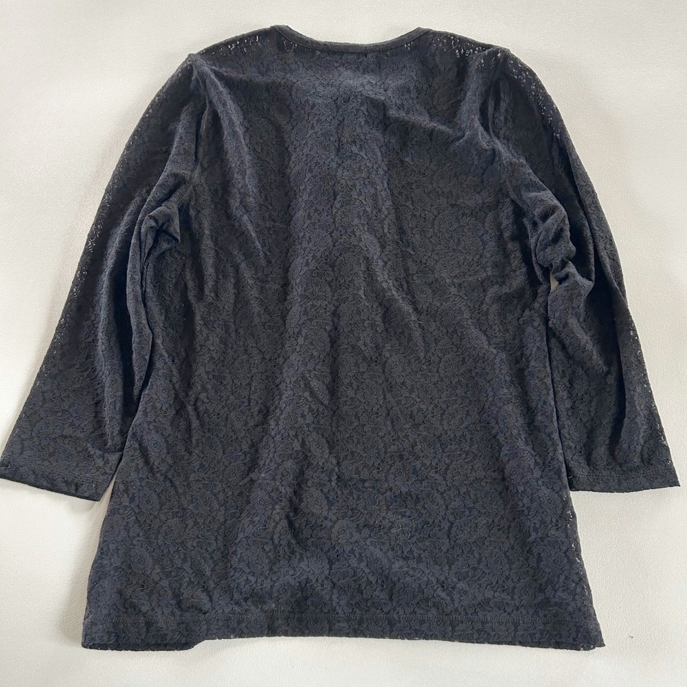 Lauren Jeans Co Ralph Lauren Blouse L Black Lace Ruffle Front Romantic Goth - Picture 3 of 10